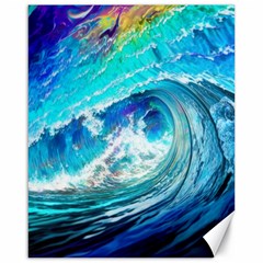 Tsunami Waves Ocean Sea Nautical Nature Water Painting Canvas 16  x 20 