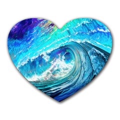 Tsunami Waves Ocean Sea Nautical Nature Water Painting Heart Mousepad