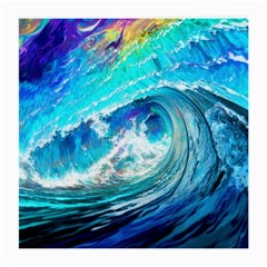 Tsunami Waves Ocean Sea Nautical Nature Water Painting Medium Glasses Cloth