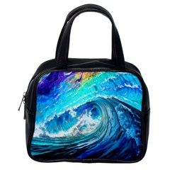 Tsunami Waves Ocean Sea Nautical Nature Water Painting Classic Handbag (One Side)