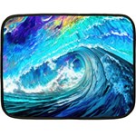 Tsunami Waves Ocean Sea Nautical Nature Water Painting Two Sides Fleece Blanket (Mini) 35 x27  Blanket Front