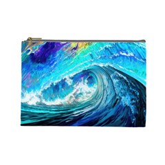 Tsunami Waves Ocean Sea Nautical Nature Water Painting Cosmetic Bag (Large)