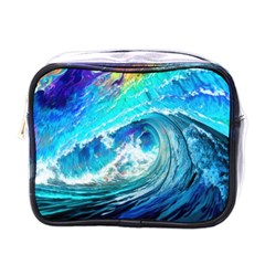 Tsunami Waves Ocean Sea Nautical Nature Water Painting Mini Toiletries Bag (one Side) by Cowasu