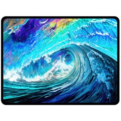 Tsunami Waves Ocean Sea Nautical Nature Water Painting Fleece Blanket (Large)