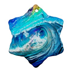 Tsunami Waves Ocean Sea Nautical Nature Water Painting Ornament (Snowflake)