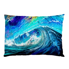 Tsunami Waves Ocean Sea Nautical Nature Water Painting Pillow Case (Two Sides)