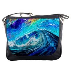 Tsunami Waves Ocean Sea Nautical Nature Water Painting Messenger Bag