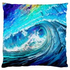 Tsunami Waves Ocean Sea Nautical Nature Water Painting Large Cushion Case (Two Sides)