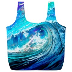 Tsunami Waves Ocean Sea Nautical Nature Water Painting Full Print Recycle Bag (xl)