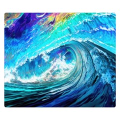 Tsunami Waves Ocean Sea Nautical Nature Water Painting Two Sides Premium Plush Fleece Blanket (Small)
