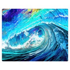 Tsunami Waves Ocean Sea Nautical Nature Water Painting Two Sides Premium Plush Fleece Blanket (Medium)