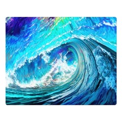 Tsunami Waves Ocean Sea Nautical Nature Water Painting Two Sides Premium Plush Fleece Blanket (Large)