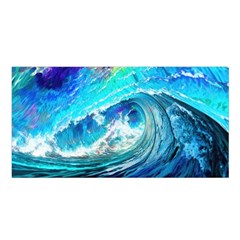 Tsunami Waves Ocean Sea Nautical Nature Water Painting Satin Shawl 45  X 80  by Cowasu