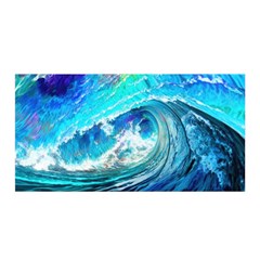 Tsunami Waves Ocean Sea Nautical Nature Water Painting Satin Wrap 35  x 70 