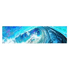 Tsunami Waves Ocean Sea Nautical Nature Water Painting Oblong Satin Scarf (16  x 60 )