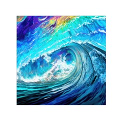 Tsunami Waves Ocean Sea Nautical Nature Water Painting Square Satin Scarf (30  x 30 )