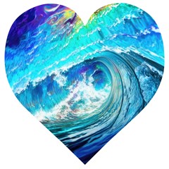 Tsunami Waves Ocean Sea Nautical Nature Water Painting Wooden Puzzle Heart