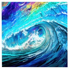 Tsunami Waves Ocean Sea Nautical Nature Water Painting Wooden Puzzle Square