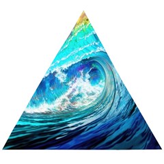 Tsunami Waves Ocean Sea Nautical Nature Water Painting Wooden Puzzle Triangle
