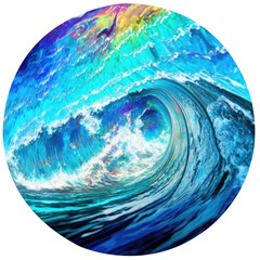 Tsunami Waves Ocean Sea Nautical Nature Water Painting Wooden Bottle Opener (Round)