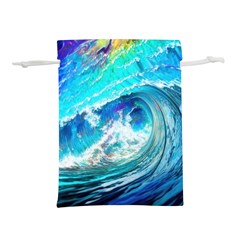 Tsunami Waves Ocean Sea Nautical Nature Water Painting Lightweight Drawstring Pouch (S)