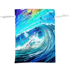 Tsunami Waves Ocean Sea Nautical Nature Water Painting Lightweight Drawstring Pouch (XL)
