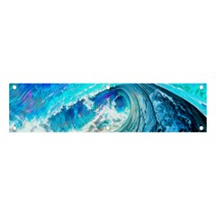 Tsunami Waves Ocean Sea Nautical Nature Water Painting Banner and Sign 4  x 1 