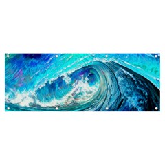 Tsunami Waves Ocean Sea Nautical Nature Water Painting Banner and Sign 8  x 3 
