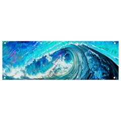 Tsunami Waves Ocean Sea Nautical Nature Water Painting Banner and Sign 9  x 3 