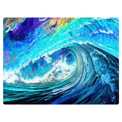Tsunami Waves Ocean Sea Nautical Nature Water Painting Premium Plush Fleece Blanket (Extra Small)