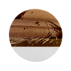 Tsunami Waves Ocean Sea Nautical Nature Water Painting Marble Wood Coaster (round) by Cowasu