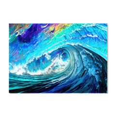 Tsunami Waves Ocean Sea Nautical Nature Water Painting Crystal Sticker (A4)