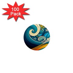 Waves Wave Ocean Sea Abstract Whimsical Abstract Art 1  Mini Magnets (100 Pack) 