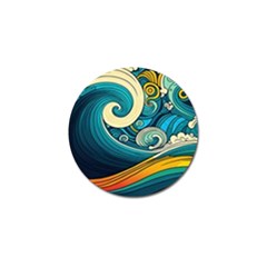 Waves Wave Ocean Sea Abstract Whimsical Abstract Art Golf Ball Marker