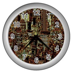 New York City Nyc Skyscrapers Wall Clock (silver)