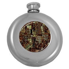 New York City Nyc Skyscrapers Round Hip Flask (5 Oz) by Cowasu