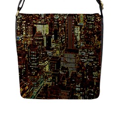 New York City Nyc Skyscrapers Flap Closure Messenger Bag (l) by Cowasu