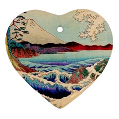 Wave Japanese Mount Fuji Woodblock Print Ocean Ornament (heart)