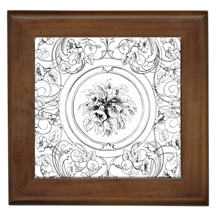 Vintage Design Line Art Frame Antique Old Retro Framed Tile