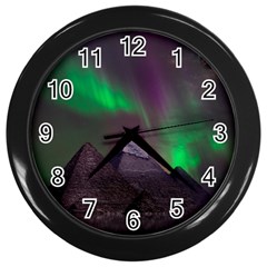 Fantasy Pyramid Mystic Space Aurora Wall Clock (black)