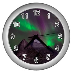 Fantasy Pyramid Mystic Space Aurora Wall Clock (silver)