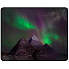 Fantasy Pyramid Mystic Space Aurora Fleece Blanket (medium)