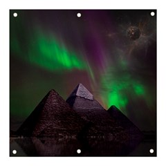 Fantasy Pyramid Mystic Space Aurora Banner And Sign 3  X 3  by Cowasu