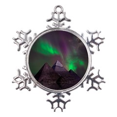 Fantasy Pyramid Mystic Space Aurora Metal Large Snowflake Ornament by Cowasu