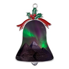 Fantasy Pyramid Mystic Space Aurora Metal Holly Leaf Bell Ornament by Cowasu