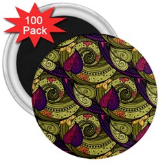 Pattern Vector Texture Style Garden Drawn Hand Floral 3  Magnets (100 Pack)