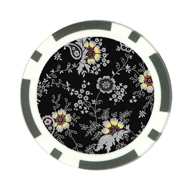 White And Yellow Floral And Paisley Illustration Background Poker Chip Card Guard