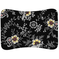 White And Yellow Floral And Paisley Illustration Background Velour Seat Head Rest Cushion