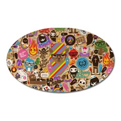 Multicolored Doodle Art Wallpaper Oval Magnet