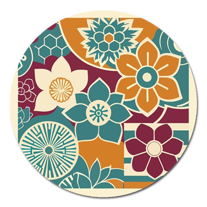 Japanese Folk Art Magnet 5  (Round)